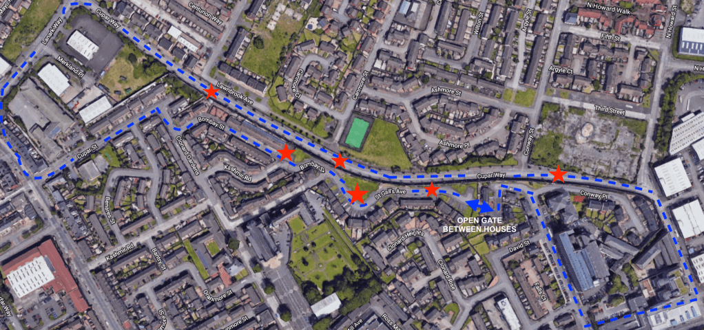 Peace Wall-Belfast-Walking-Route-Points-POI
